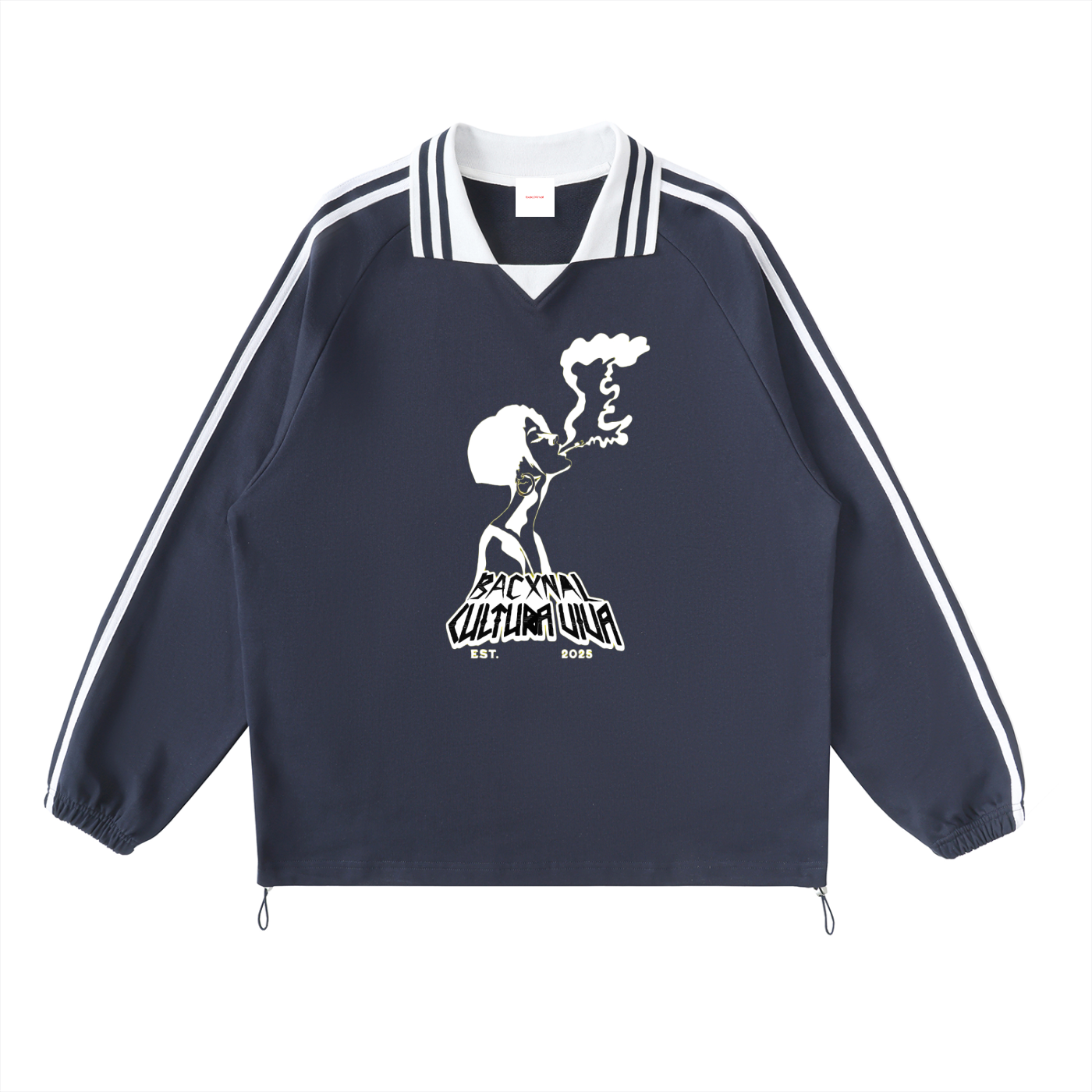 ¨Girl smoke 2¨ Striped Lapel Collar Sweatshirt