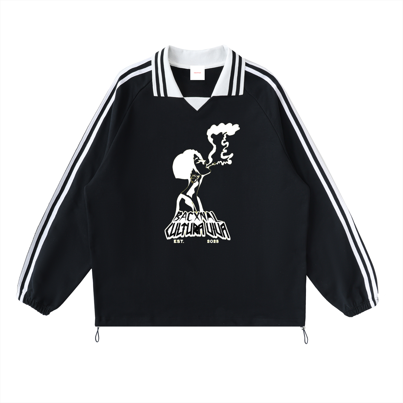 ¨Girl smoke 2¨ Striped Lapel Collar Sweatshirt