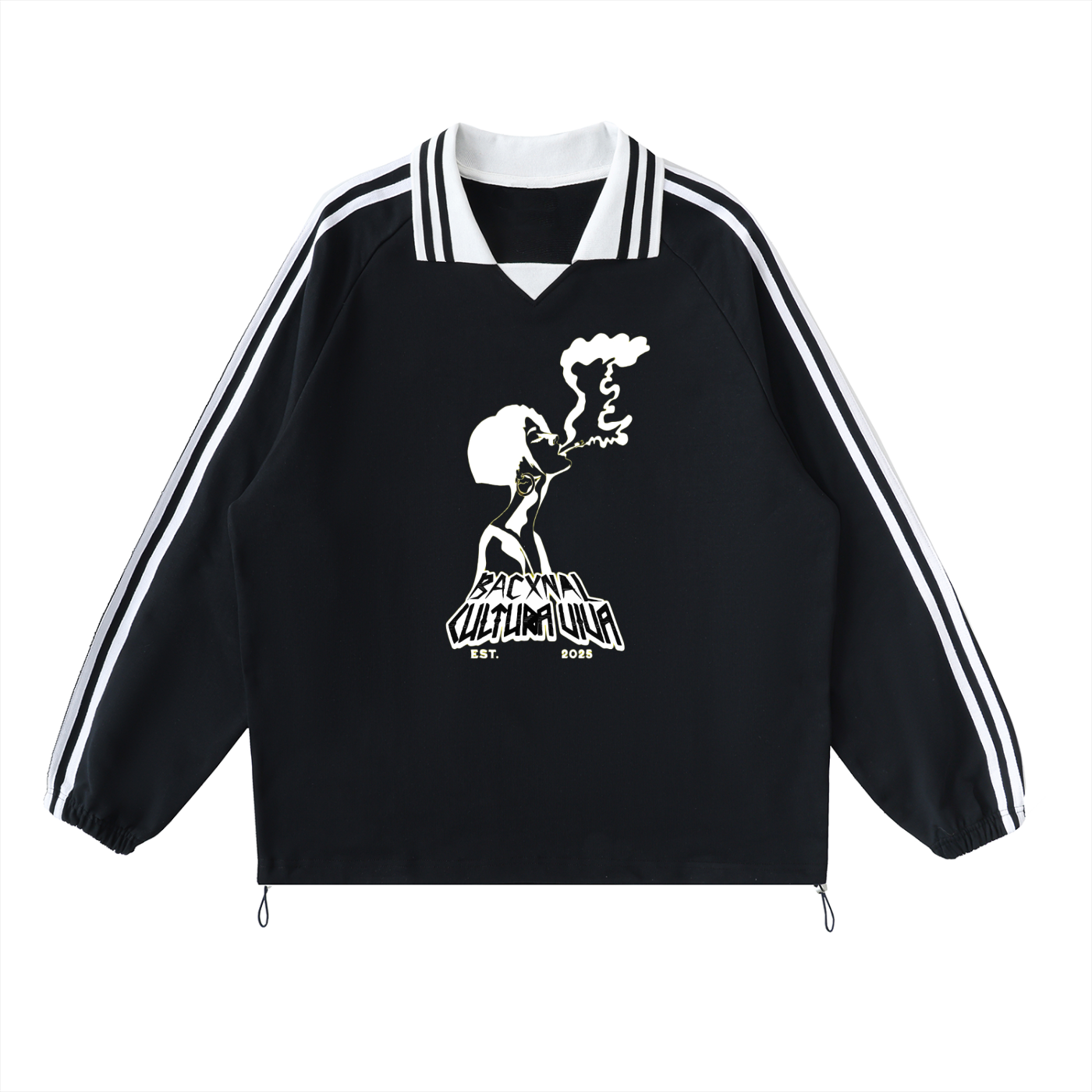 ¨Girl smoke 2¨ Striped Lapel Collar Sweatshirt