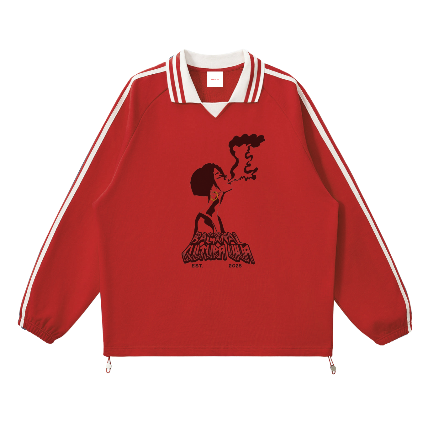 ¨Girl Smoke¨ Striped Lapel Collar Sweatshirt