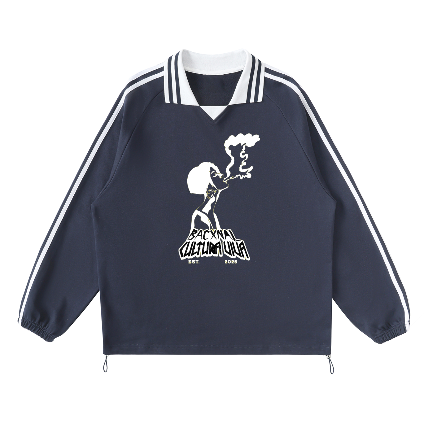 ¨Girl smoke 2¨ Striped Lapel Collar Sweatshirt