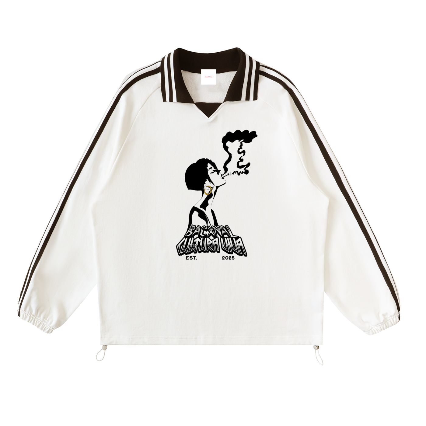 ¨Girl Smoke¨ Striped Lapel Collar Sweatshirt